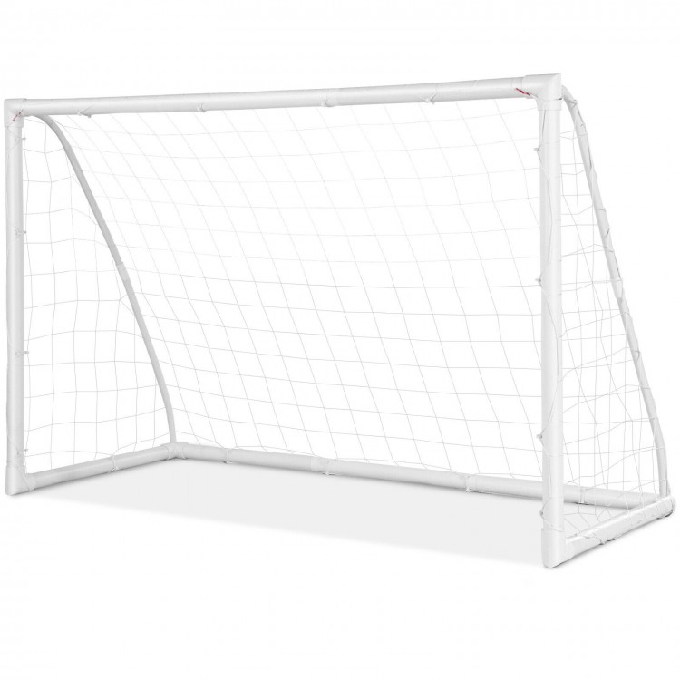 6 x 4 feet portable soccer goal featuring a strong UPVC frame and quick-clip netting, perfect for backyard training.