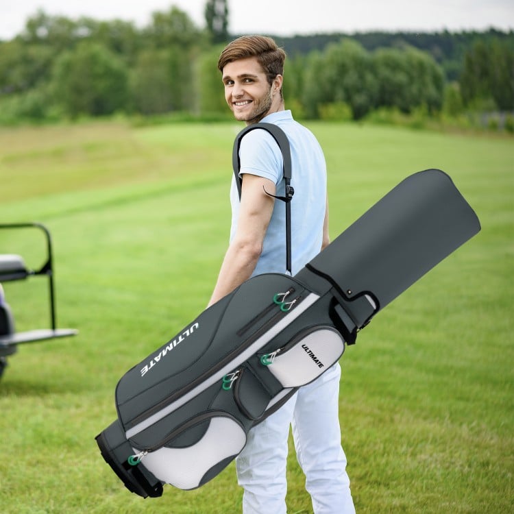 14-way dividers golf cart bag with 7 zippered pockets, lightweight design, and dual straps for easy carrying on the.