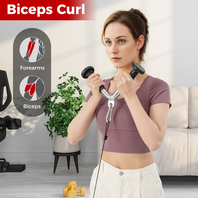 V handle from the 3-piece cable machine attachment set, designed for biceps curls and comfortable grip for home gym use.