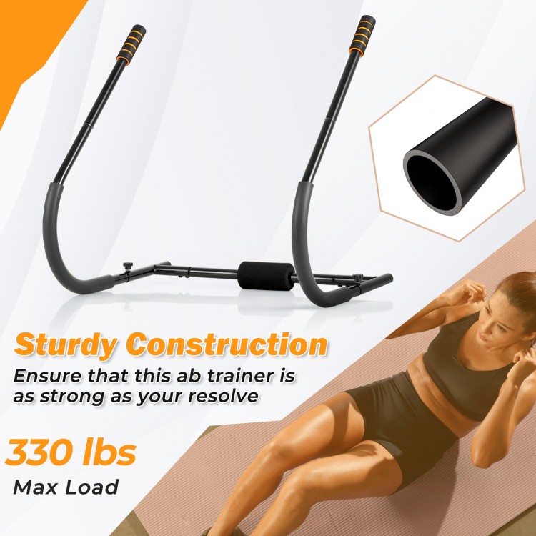 Fitness AB trainer with padded head support, sturdy construction, and 330 lbs max load for effective total body.