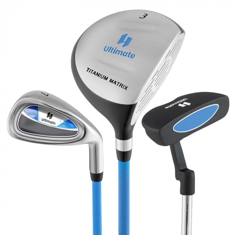 Junior mallet putter with lightweight aluminum alloy head, stainless steel shaft, and non-slip grip for kids aged 11-14.