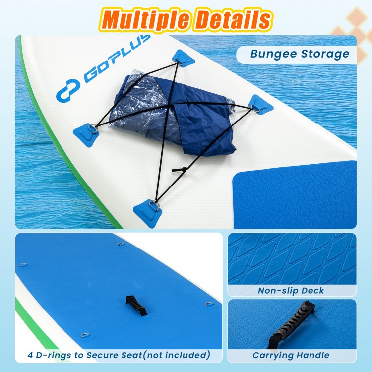 Bungee storage and D-rings on the 11 Feet Premium SUP Inflatable Paddle Board for secure gear attachment.