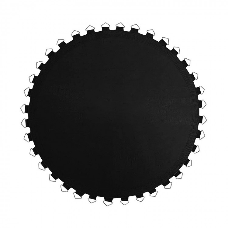 Round black high-elastic PP replacement jumping mat with 8-row stitching, perfect for outdoor workouts and gymnastics.