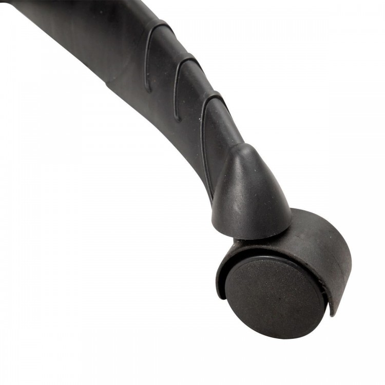 Close-up of the swivel caster wheel on the Salon Standing Hair Dryer Bonnet Rolling Heater for easy maneuverability.