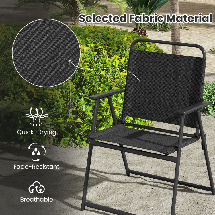 Breathable seat fabric of outdoor folding chair, featuring rustproof metal frame and quick-drying, fade-resistant.