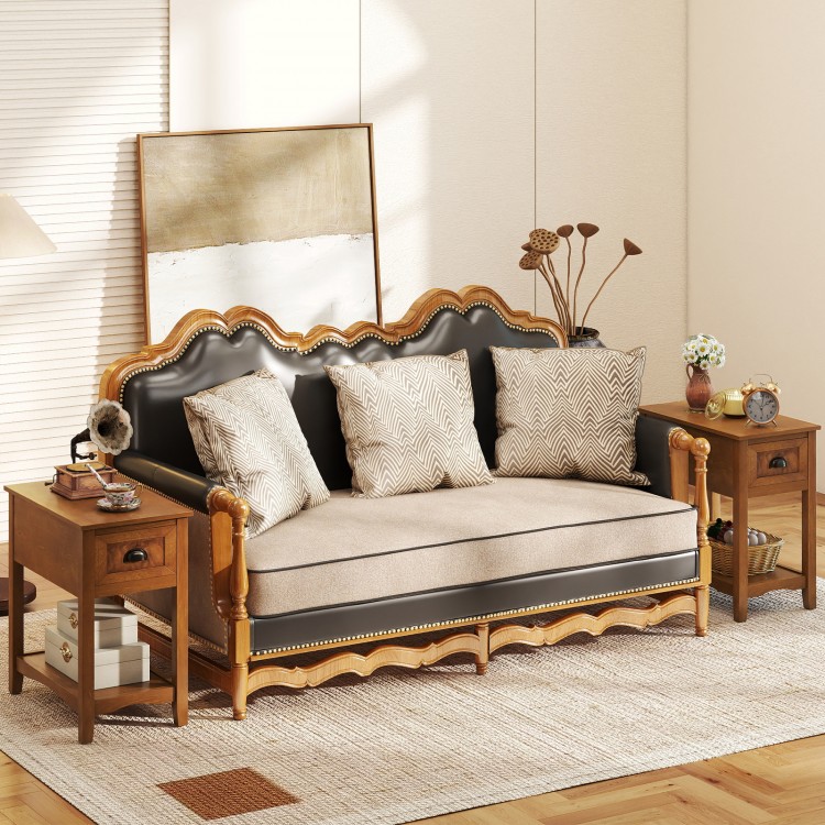 Contemporary side end table with drawer in natural finish, perfect for compact spaces and stylish home decor.