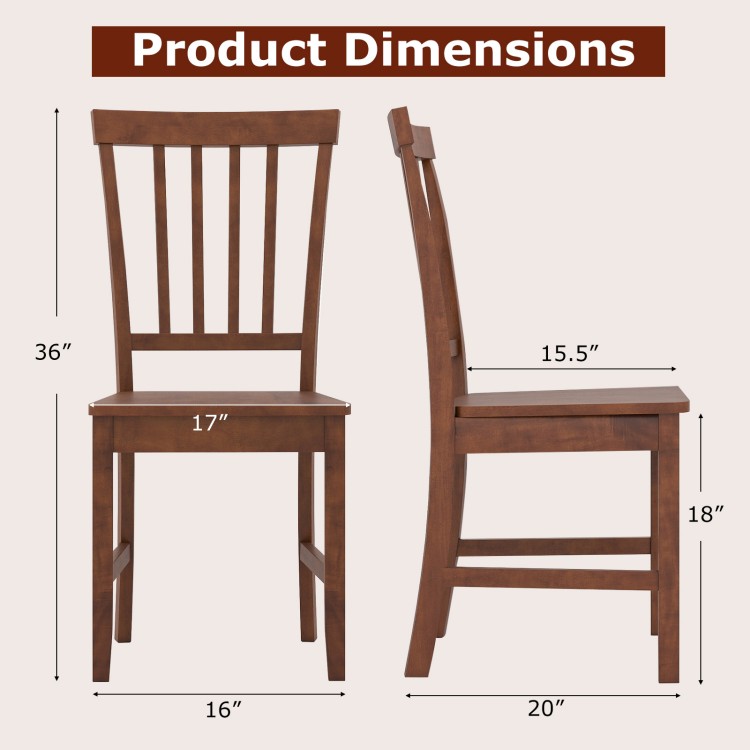 Dimensions of a solid wood dining chair with rubber wood legs, showcasing a 36-inch height and elegant design.