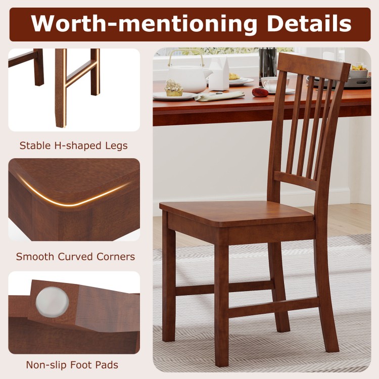 Detail of a dining chair featuring solid rubber wood legs, smooth curved corners, and non-slip foot pads for stability.