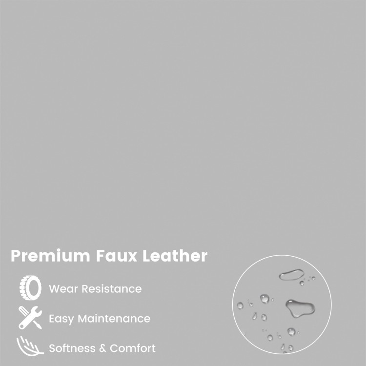 Gray premium faux leather texture showcasing wear resistance and easy maintenance for modern sofa chairs.