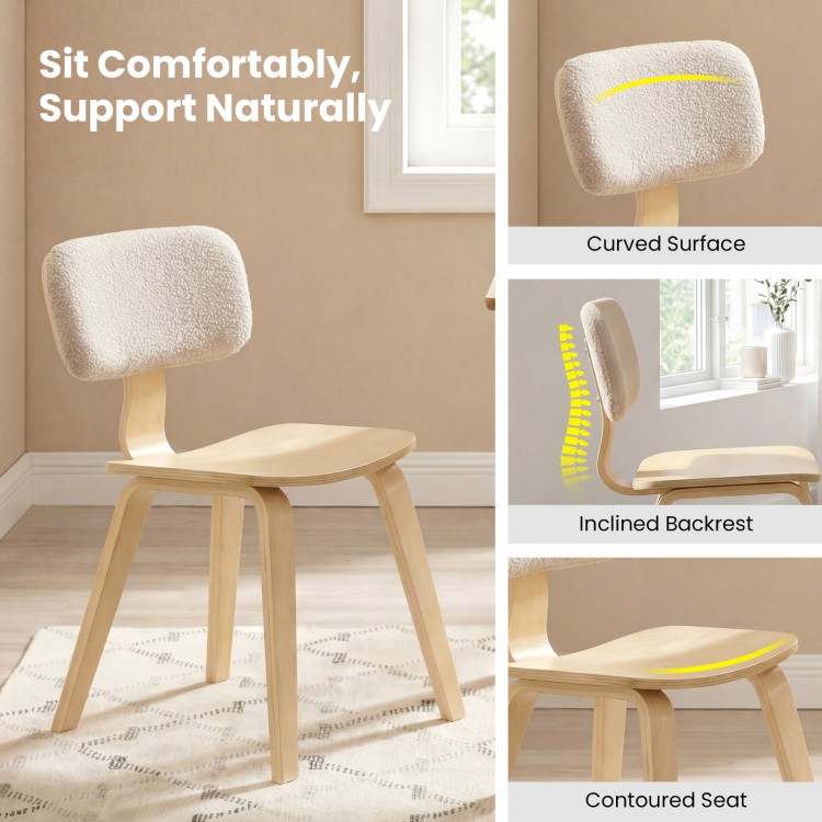 Rubber wood dining chair with teddy velvet padded backrest, featuring a contoured seat for optimal comfort and support.