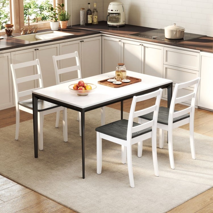 Set of 2 gray wood dining chairs with solid rubber wood legs, featuring a modern design for dining rooms or restaurants.