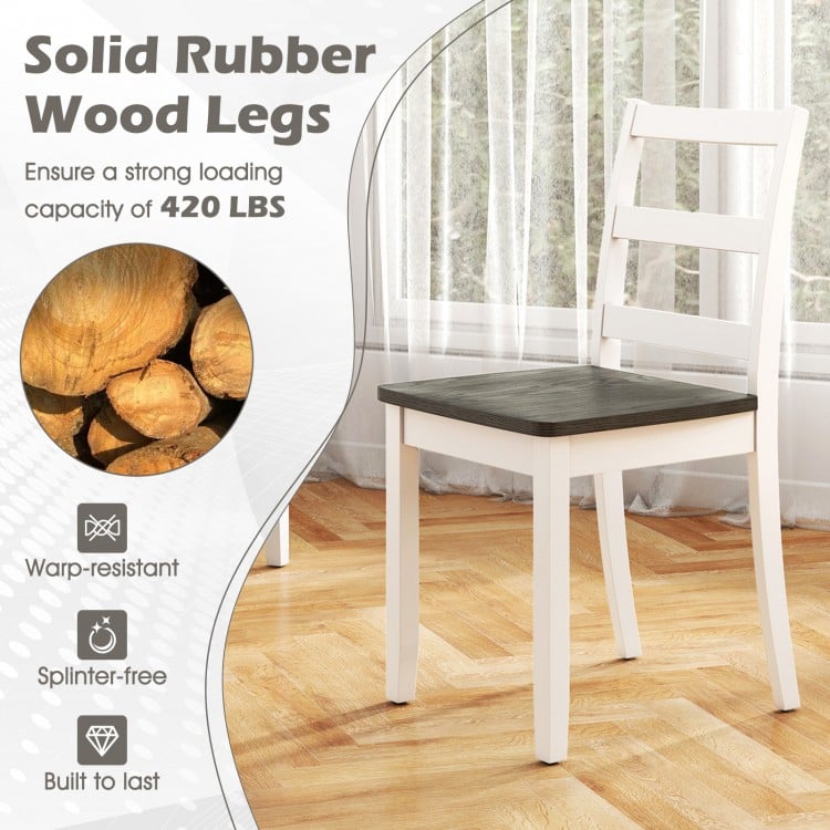 Set of 2 gray wood dining chairs with solid rubber wood legs, supporting up to 400 lbs, perfect for modern dining.