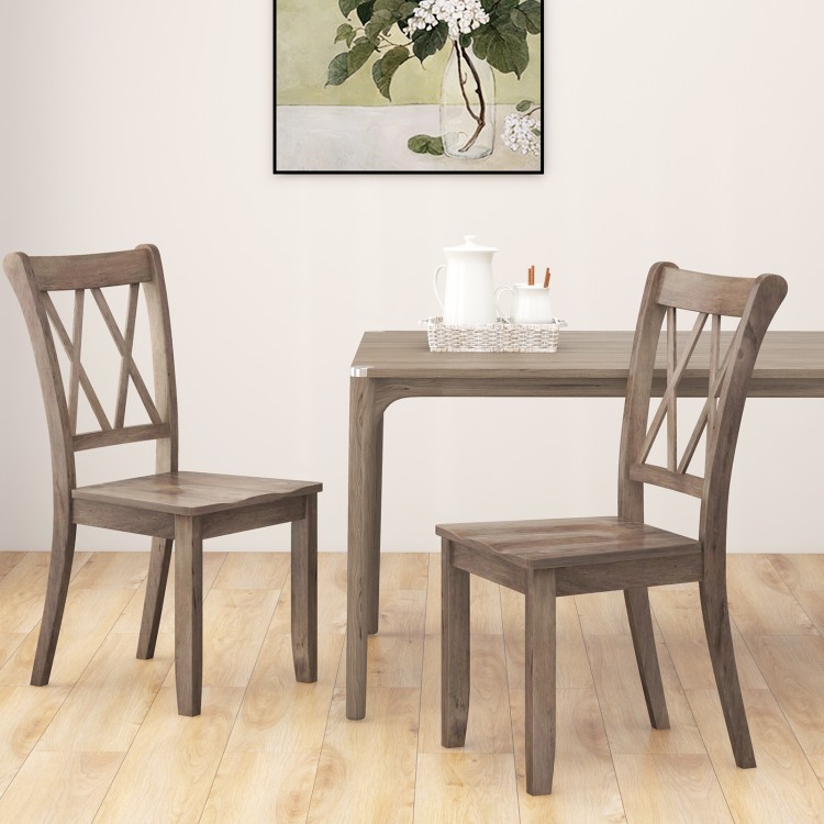 Brown wooden dining chair featuring a high backrest and ergonomic seat, ideal for comfortable farmhouse dining.