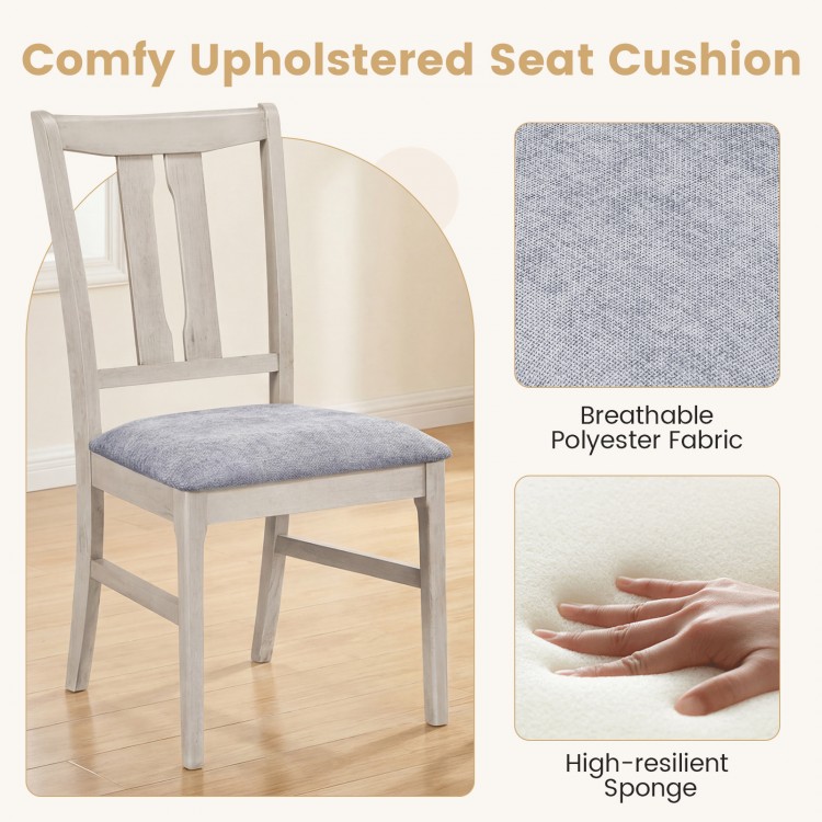 Wooden upholstered dining chair with gray cushion, featuring breathable polyester fabric and high-resilient sponge for.