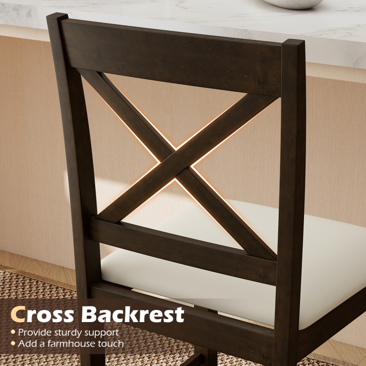 X-back bar stool with cushioned seat and cross backrest, providing sturdy support and a farmhouse touch for kitchen.