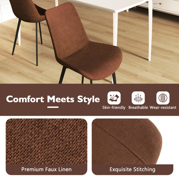 Brown dining chair with ergonomic backrest, padded seat, and metal legs for stability, perfect for dining rooms.