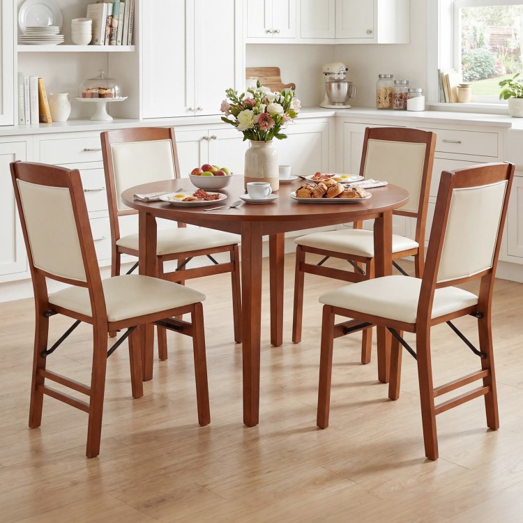 Set of 4 walnut folding dining chairs with padded seats and high backrests, ideal for comfortable dining experiences.