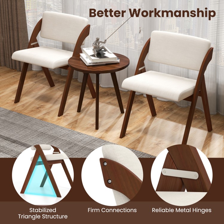Set of 4 folding kitchen dining chairs with rubber wood legs in walnut finish, featuring a modern design for versatile.