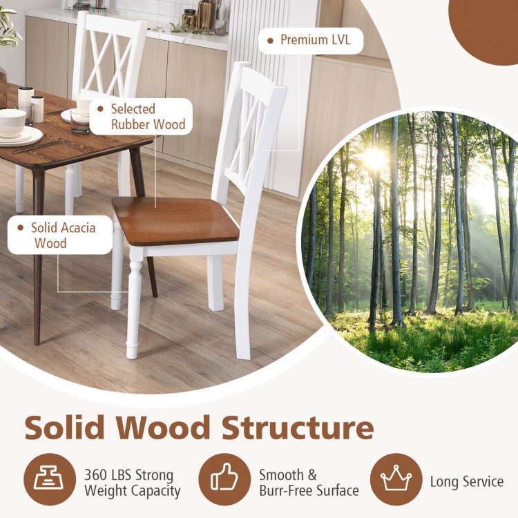 Set of 4 Wooden Farmhouse Kitchen Chairs with Rubber Wood Seat - Gallery View 9 of 9
