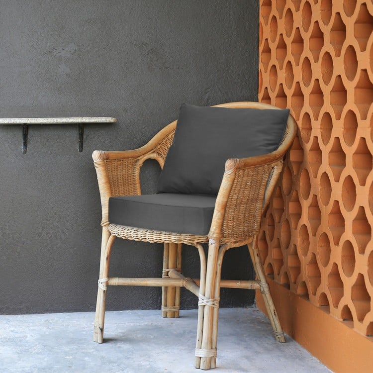 Gray deep seat chair cushion pad with rope belts, ideal for indoor and outdoor use, providing comfort and easy.