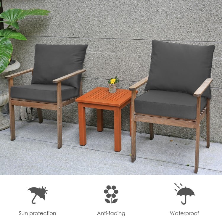 Gray deep seat chair cushion pads set with rope belts, ideal for indoor and outdoor use, featuring sun protection and.