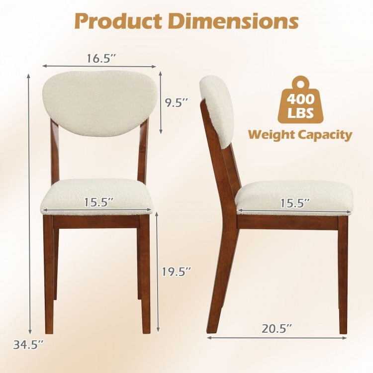 Sherpa dining chair dimensions with rubber wood legs, featuring plush fleece upholstery and a 400 lbs weight capacity.