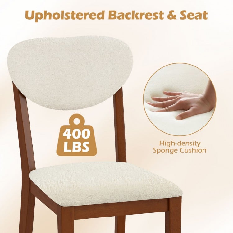 Sherpa dining chair with rubber wood legs, plush cushion, and ergonomic backrest for comfortable seating in dining.