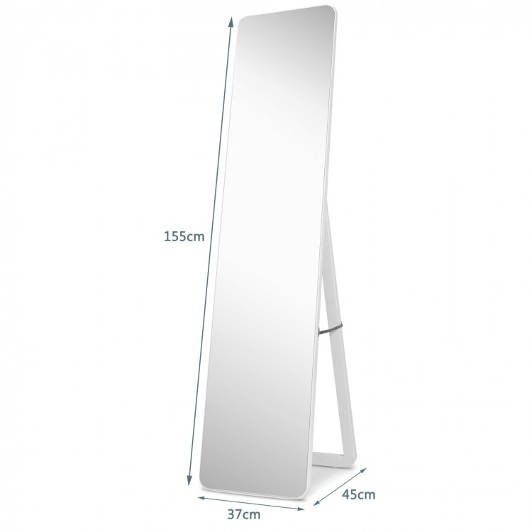 Frameless full-length mirror in white with dimensions 155cm x 37cm, perfect for stylishly enhancing any room's decor.