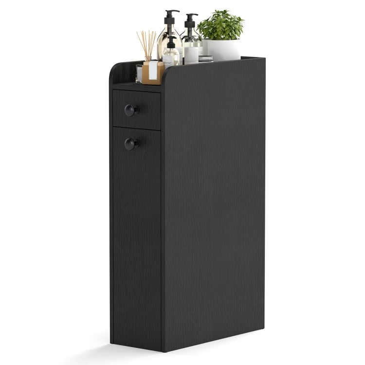 Small Bathroom Storage Cabinet 4-Tier with Slide Out Drawers on Casters - Gallery View 4 of 10