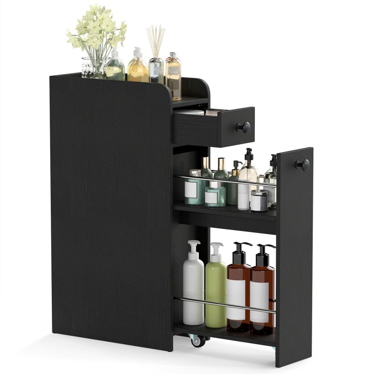 Small Bathroom Storage Cabinet 4-Tier with Slide Out Drawers on Casters - Gallery View 1 of 10