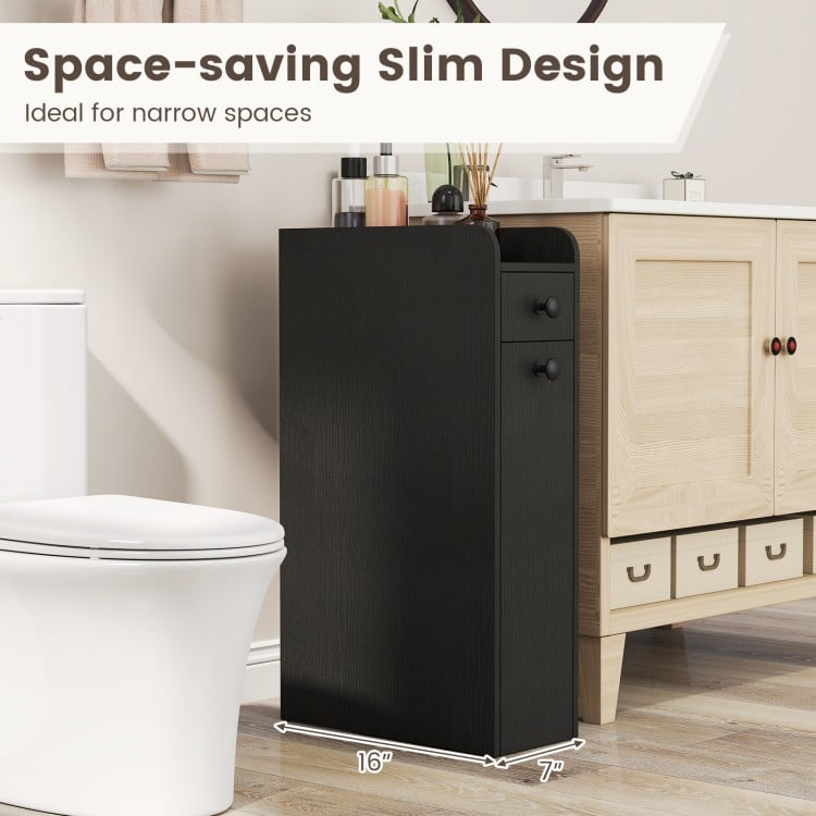 Small Bathroom Storage Cabinet 4-Tier with Slide Out Drawers on Casters - Gallery View 7 of 10