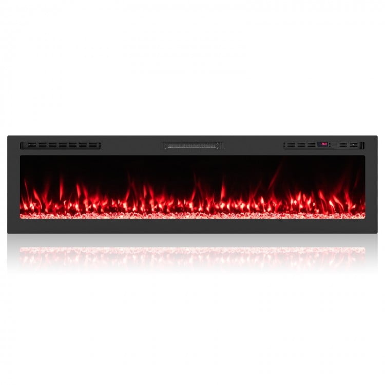 Wall-mounted 68-inch Smart WiFi electric fireplace with adjustable flame colors and 750W/1500W heating for cozy.