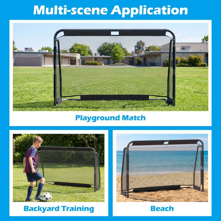 6 ft x 4 ft soccer goal set with metal frame and net, ideal for backyard training and playground matches.