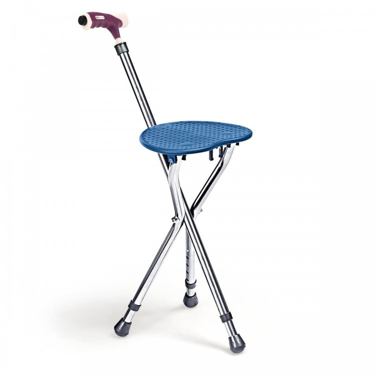 Lightweight Adjustable Folding Cane Seat with Light - Costway