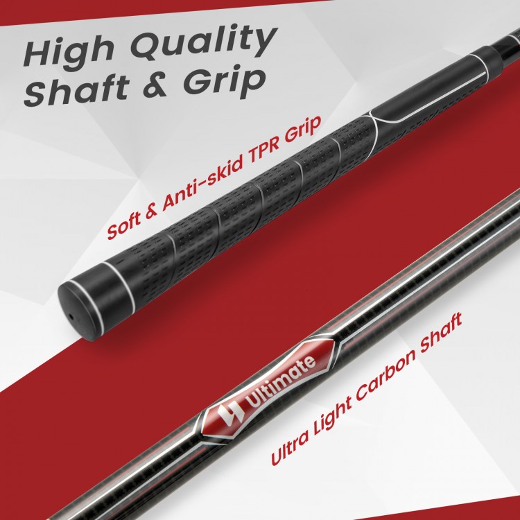 Close-up of ultra light carbon shaft and soft anti-skid TPR grip from the Women's 9 Pieces Complete Golf Club Set.