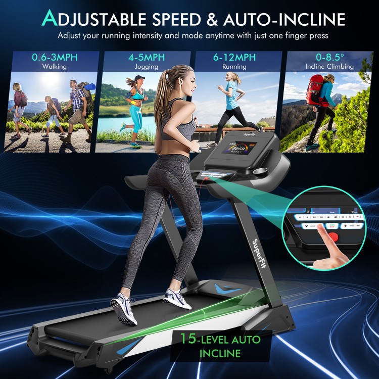 4.75 HP Treadmill with APP and Auto Incline for Home and Apartment - Gallery View 4 of 10