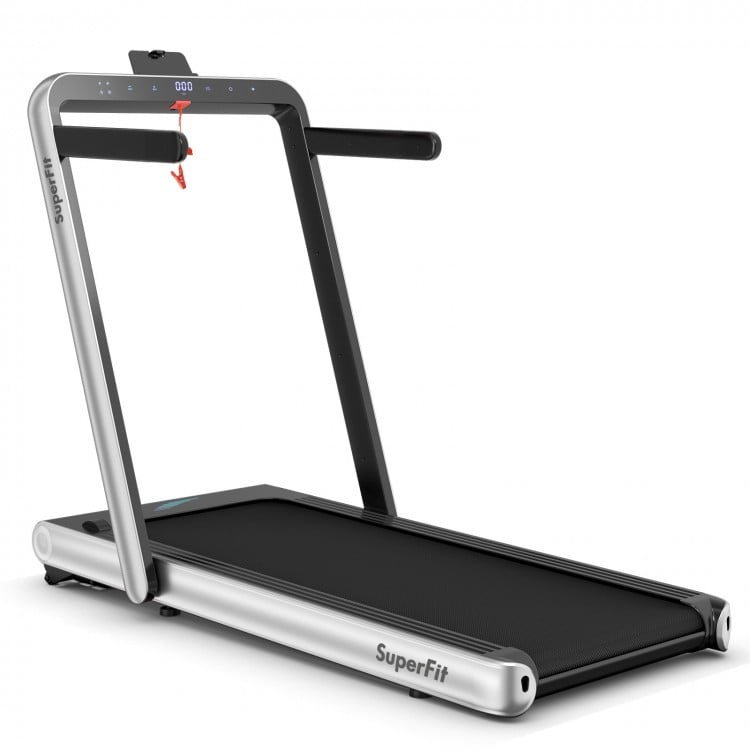 Folding treadmill with remote control, 4.75HP motor, adjustable speed 0.6-10.5mph, ideal for home fitness and.
