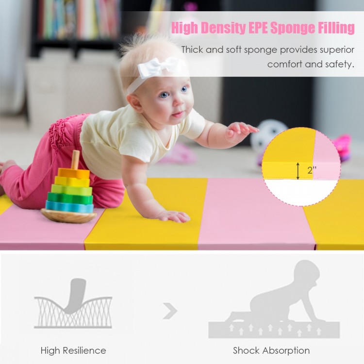 3-fold gymnastics tumbling mat with high-density EPE foam, soft PU leather surface, ideal for training and exercise.