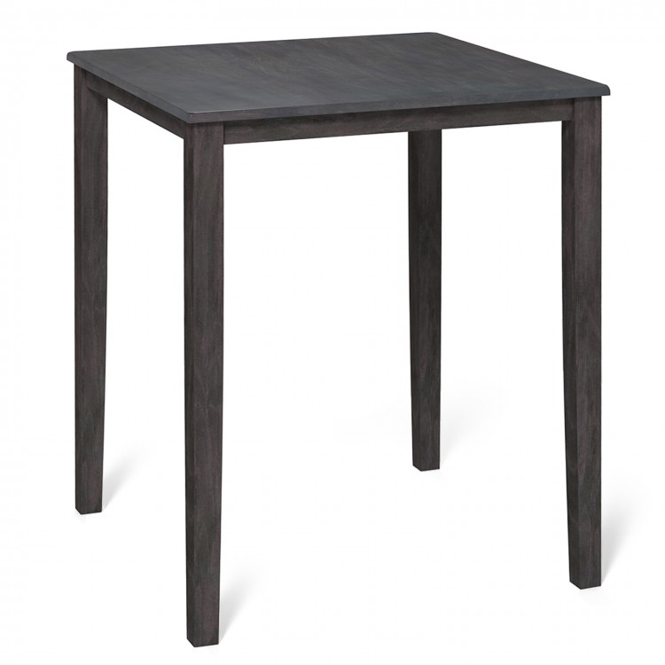 Square dining table in gray with solid rubber wood frame, spacious for meals, ideal for dining rooms or kitchens.