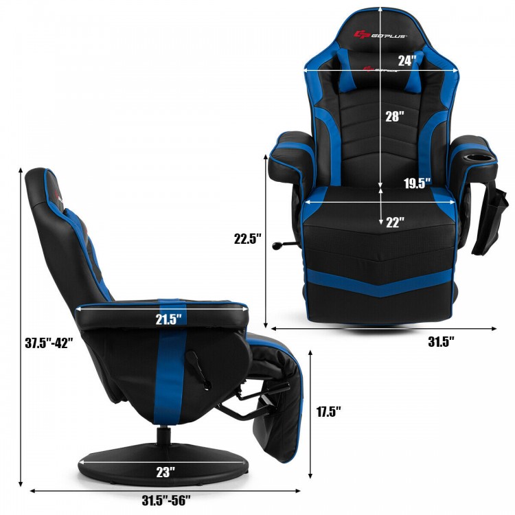 Ergonomic high back massage gaming chair in blue, featuring adjustable backrest and 4 massage points for ultimate.
