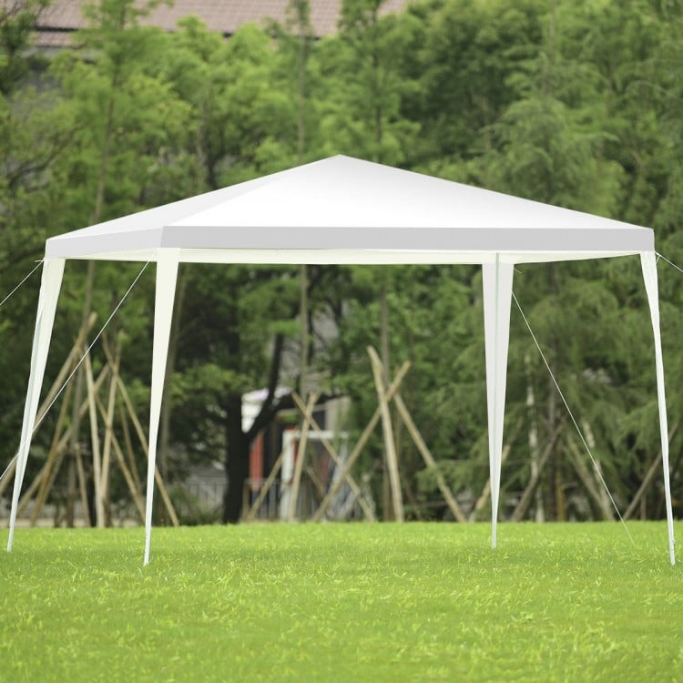 White 10 x 10 feet outdoor wedding canopy tent with a durable steel frame, perfect for backyard events and parties.