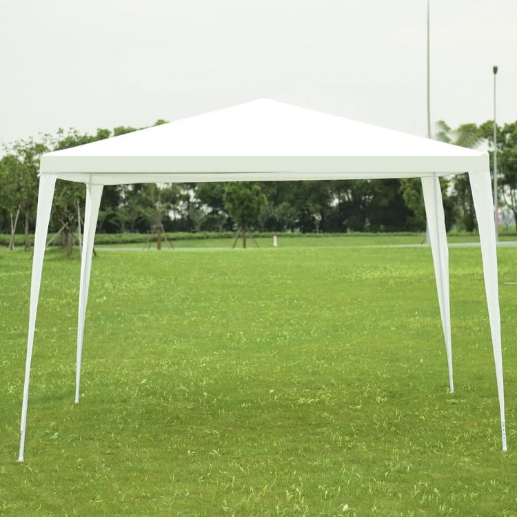 10 x 10 feet outdoor wedding canopy tent made of waterproof polyethylene, ideal for backyard events and sun protection.