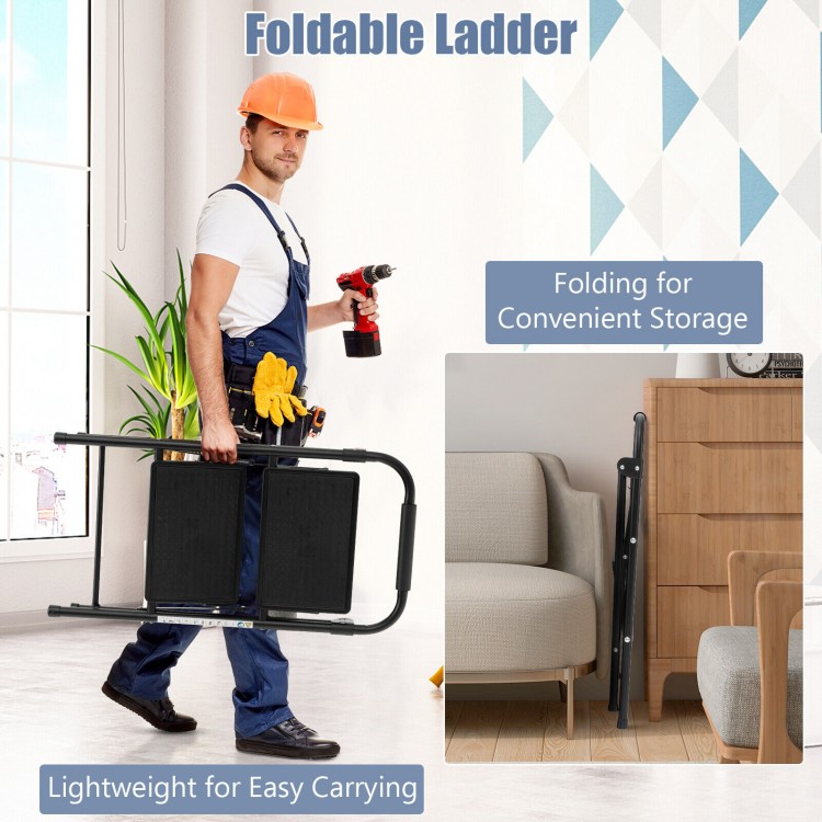 2-step foldable ladder with anti-slip pedals and lightweight design, ideal for home and office use, easy to carry and.