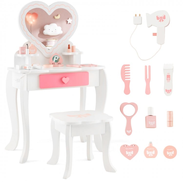 Kids Vanity Set with Heart-shaped Mirror - Gallery View 1 of 11