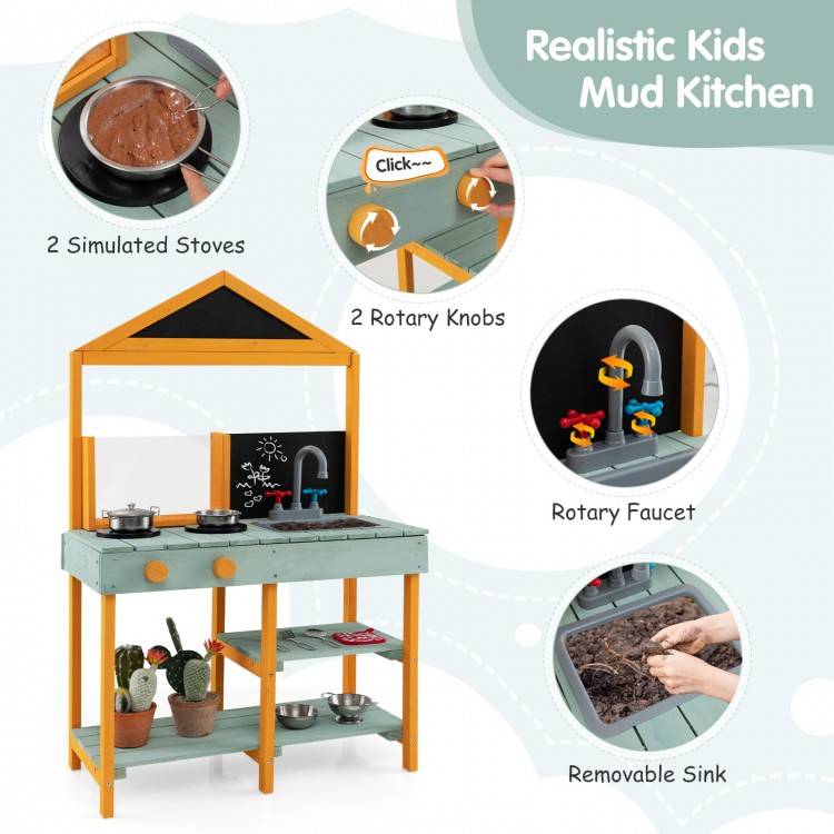 Kids kitchen playset featuring lifelike stoves, rotary faucet, and root viewer planter for imaginative cooking fun.