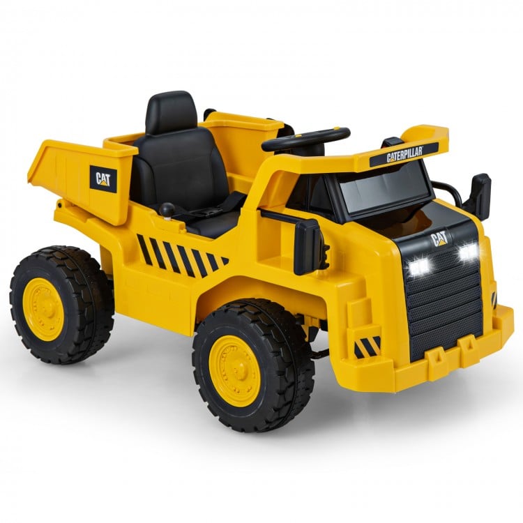 12V Caterpillar Licensed Kids Ride on Dump Truck with Tiltable Bump Bed - Gallery View 1 of 11