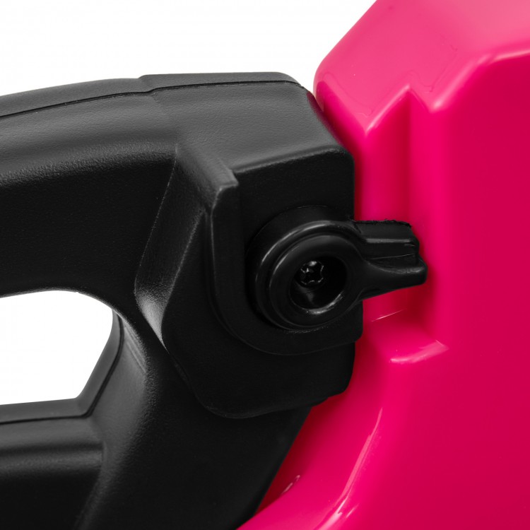 Close-up of the black steering wheel connector on the pink 12V kids ride-on truck car with remote control.
