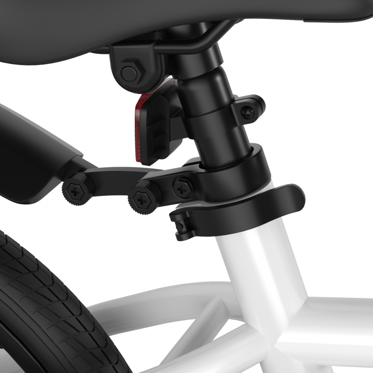 Close-up of the height-adjustable seat post on the 18 Feet Kids Bike with removable training wheels for safety and.