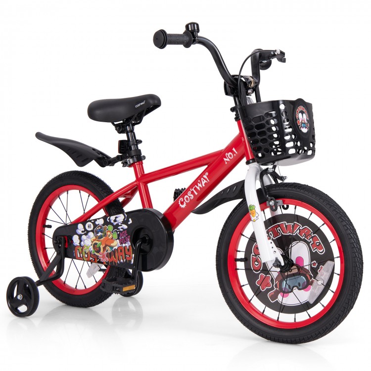 16/18 Inch Kids Bike Adjustable with Storage Basket and Double Brake for 4-8 Years Old - Gallery View 1 of 10