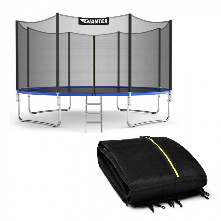 12 ft trampoline replacement net with zipper, made of durable PE material, featuring safety buckles and high protection.